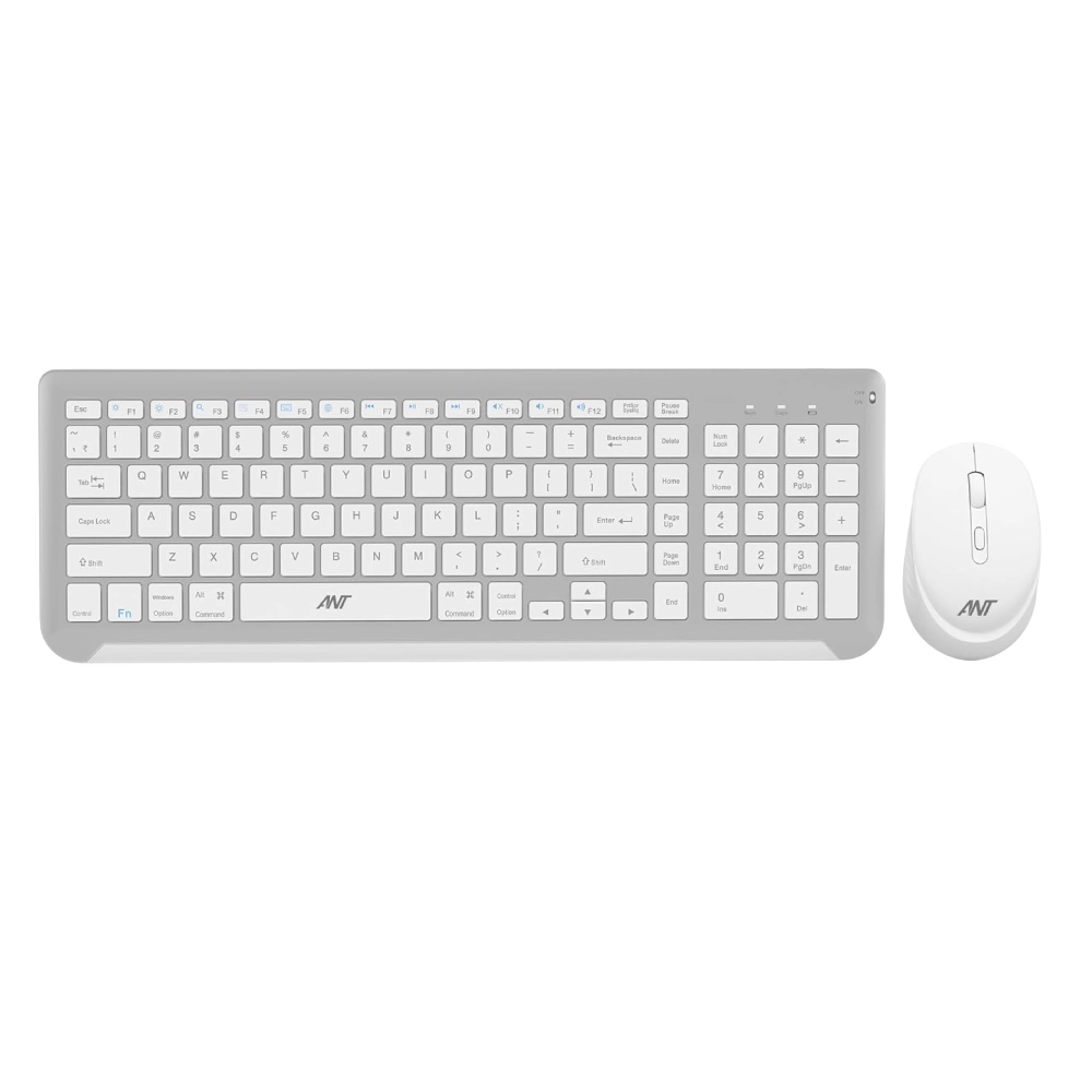 Ant Value Wireless Keyboard Mouse Combo White Silver (WK250) view 2